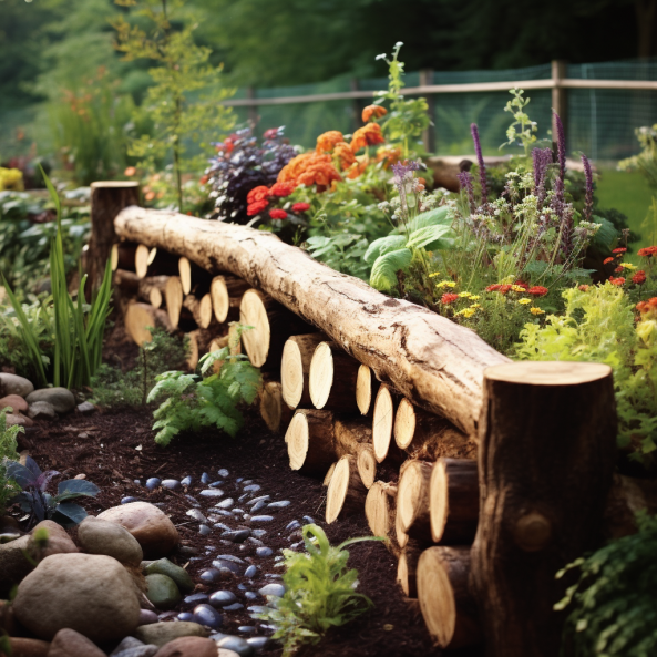 hugelkultur raised bed made from logs