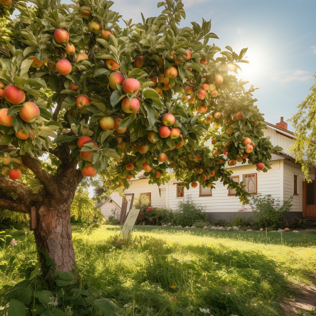 watering an established fruit tree